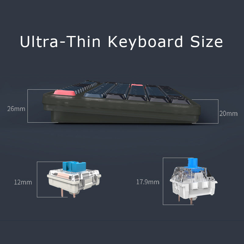 Ajazz AK832 Pro Low Profile Mechanical Keyboard - keycapcovers