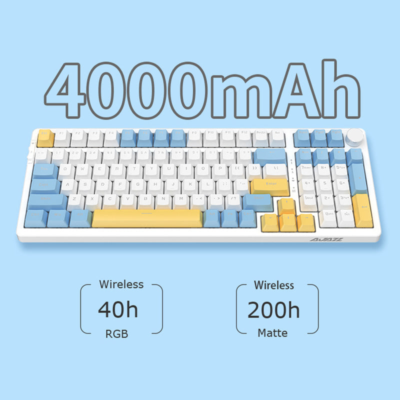 Ajazz AK992 Summer Blue Wireless Mechanical Keyboard - keycapcovers