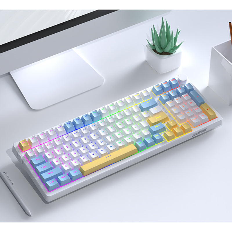 Ajazz AK992 Summer Blue Wireless Mechanical Keyboard - keycapcovers
