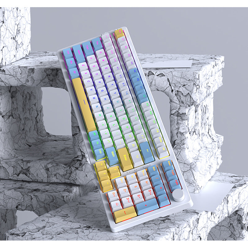 Ajazz AK992 Summer Blue Wireless Mechanical Keyboard - keycapcovers