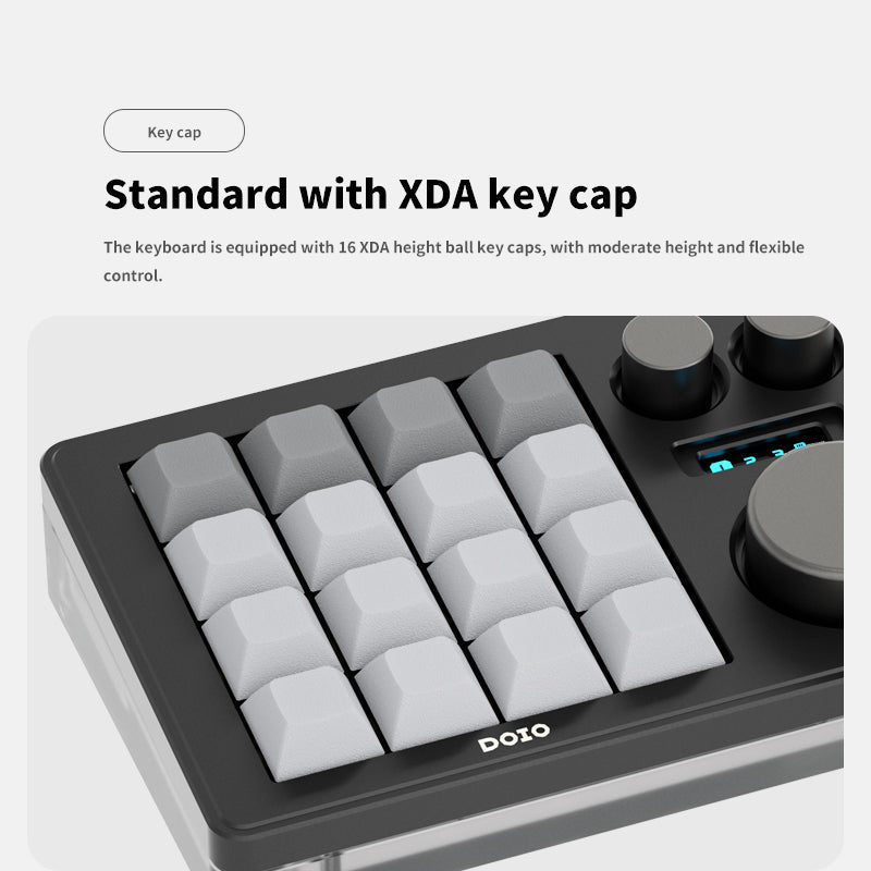 DOIO KB16B-02 Macro Keyboard Updated Macro Pad - keycapcovers