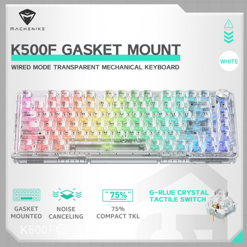 WhatGeek x Machenike K500F-B81 RGB Clear Mechanical Keyboard - keycapcovers