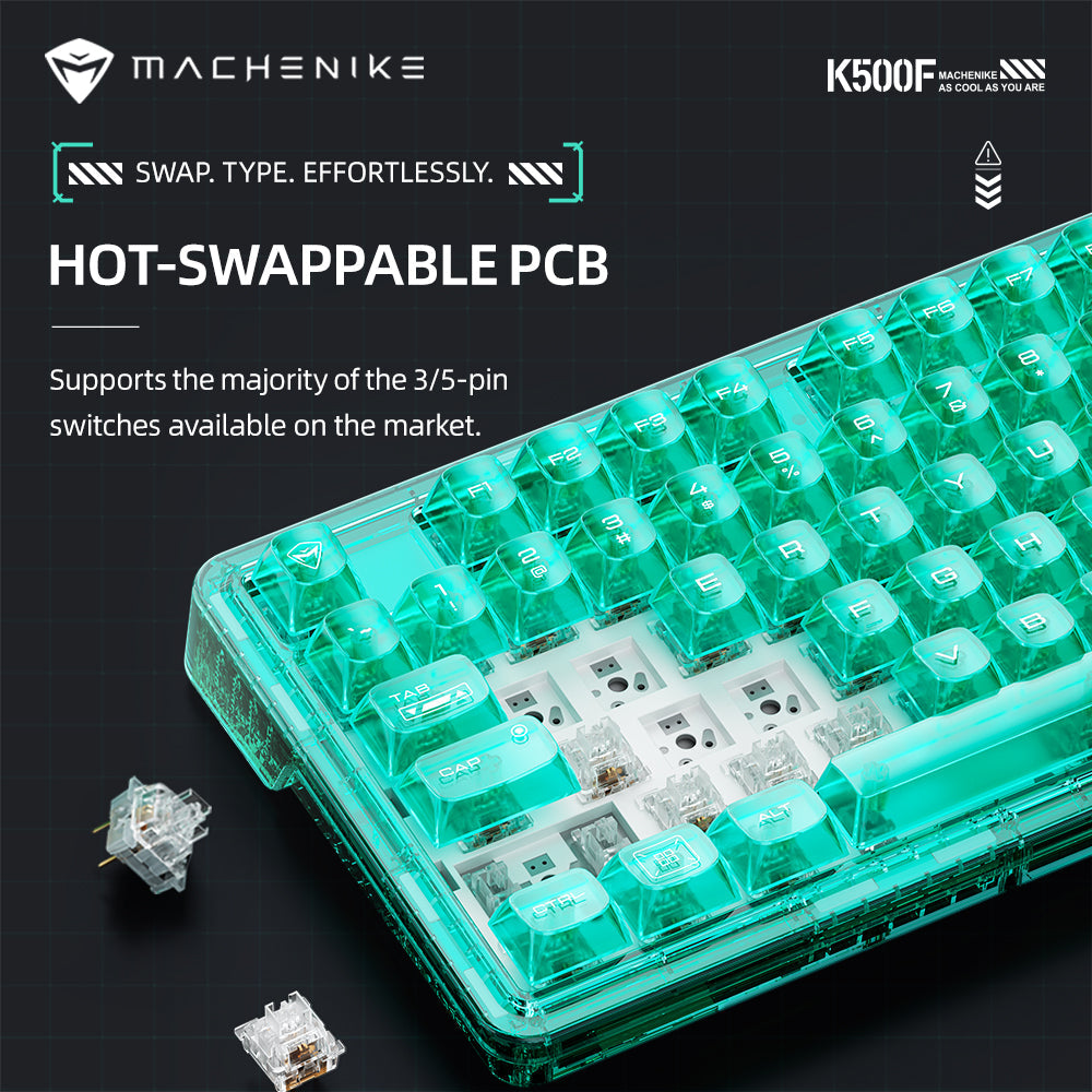 WhatGeek x Machenike K500F-B81 RGB Clear Mechanical Keyboard - keycapcovers