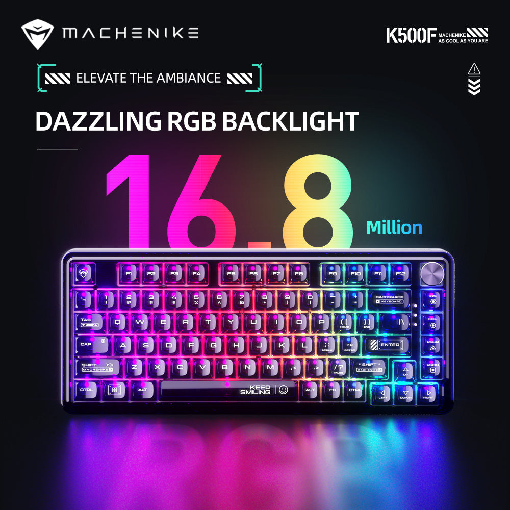 WhatGeek x Machenike K500F-B81 RGB Clear Mechanical Keyboard - keycapcovers