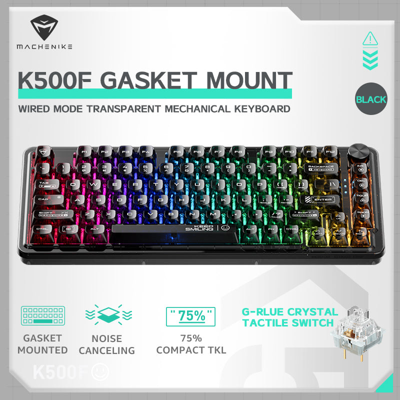 WhatGeek x Machenike K500F-B81 RGB Clear Mechanical Keyboard - keycapcovers