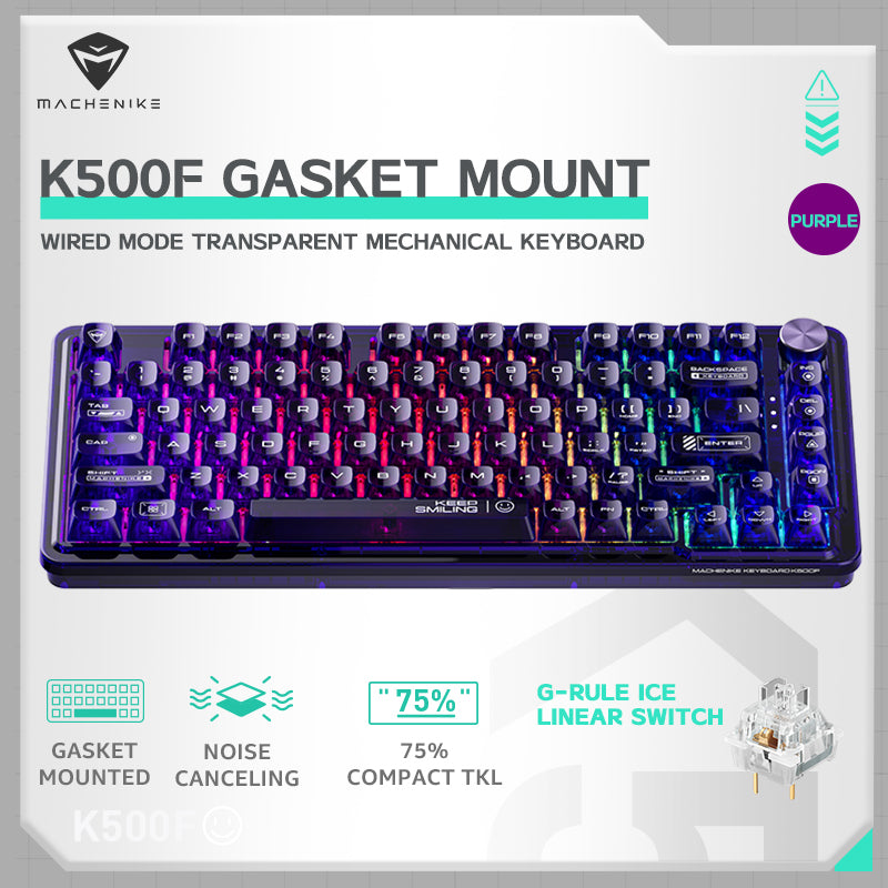 WhatGeek x Machenike K500F-B81 RGB Clear Mechanical Keyboard - keycapcovers