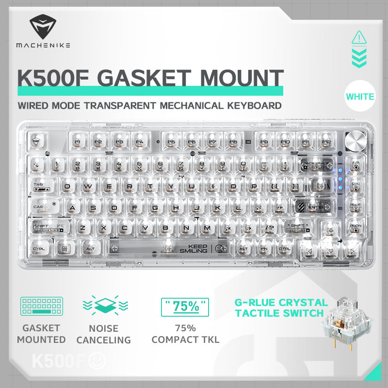 WhatGeek x Machenike K500F-B81 RGB Clear Mechanical Keyboard - keycapcovers