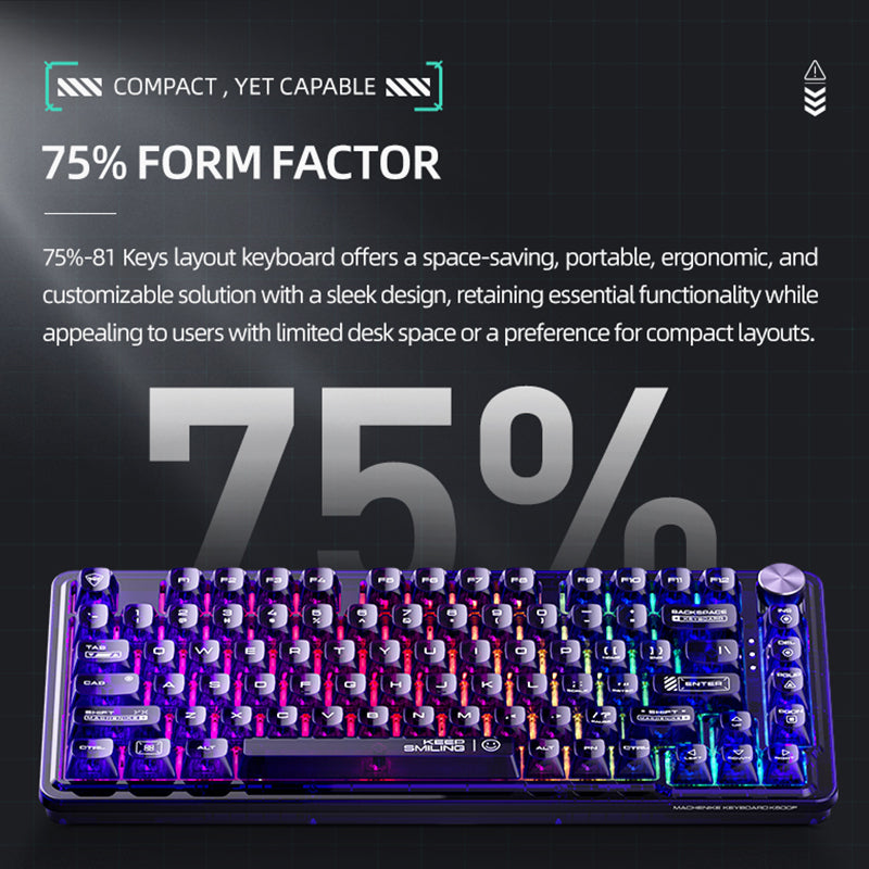 WhatGeek x Machenike K500F-B81 RGB Clear Mechanical Keyboard - keycapcovers