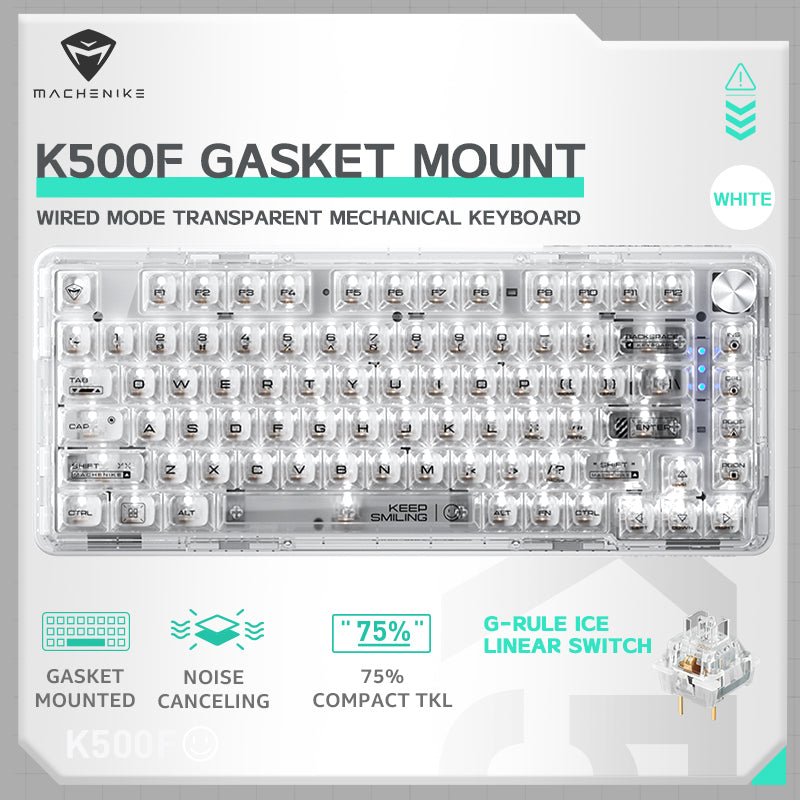 WhatGeek x Machenike K500F-B81 RGB Clear Mechanical Keyboard - keycapcovers