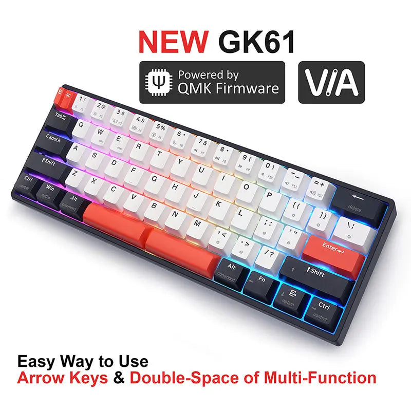 SKYLOONG GK61 QMK/VIA Wireless Mechanical Keyboard - keycapcovers