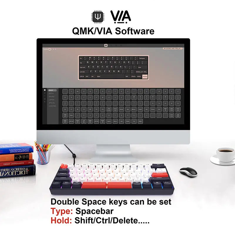 SKYLOONG GK61 QMK/VIA Wireless Mechanical Keyboard - keycapcovers