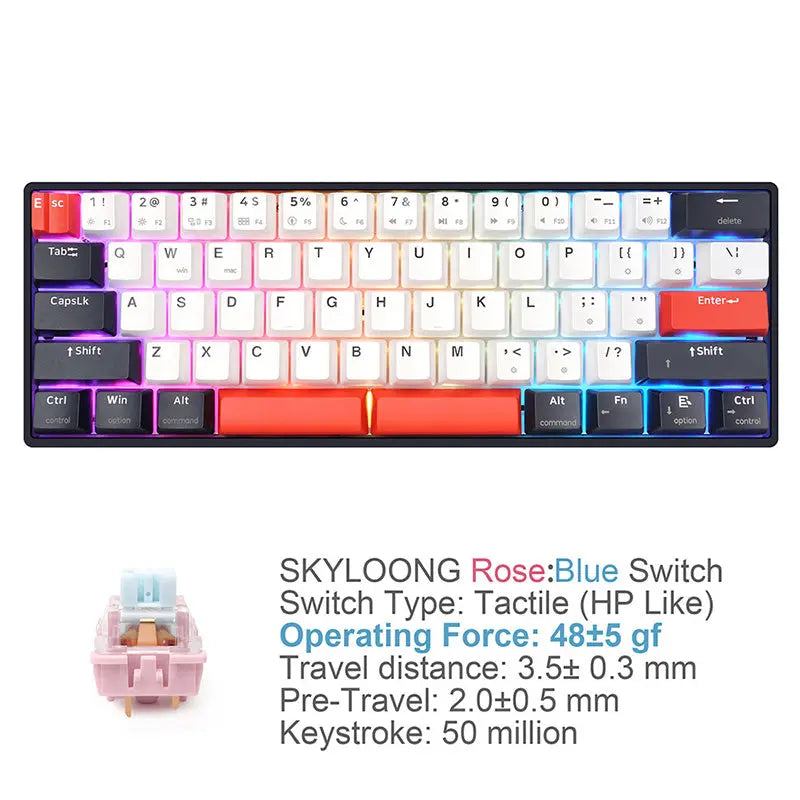 SKYLOONG GK61 QMK/VIA Wireless Mechanical Keyboard - keycapcovers