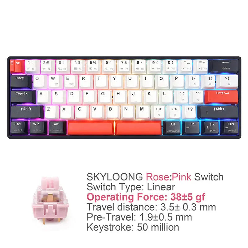 SKYLOONG GK61 QMK/VIA Wireless Mechanical Keyboard - keycapcovers