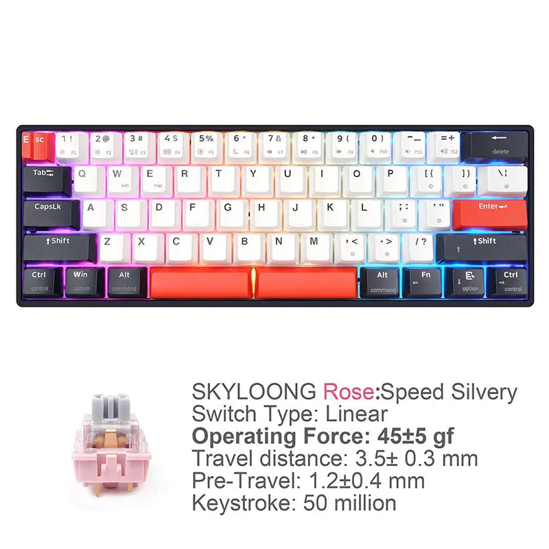 SKYLOONG GK61 QMK/VIA Wireless Mechanical Keyboard - keycapcovers