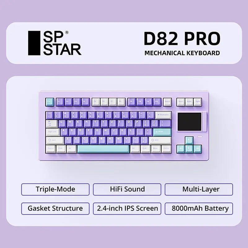 SP-STAR D82 PRO HiFi Wireless Mechanical Keyboard - keycapcovers