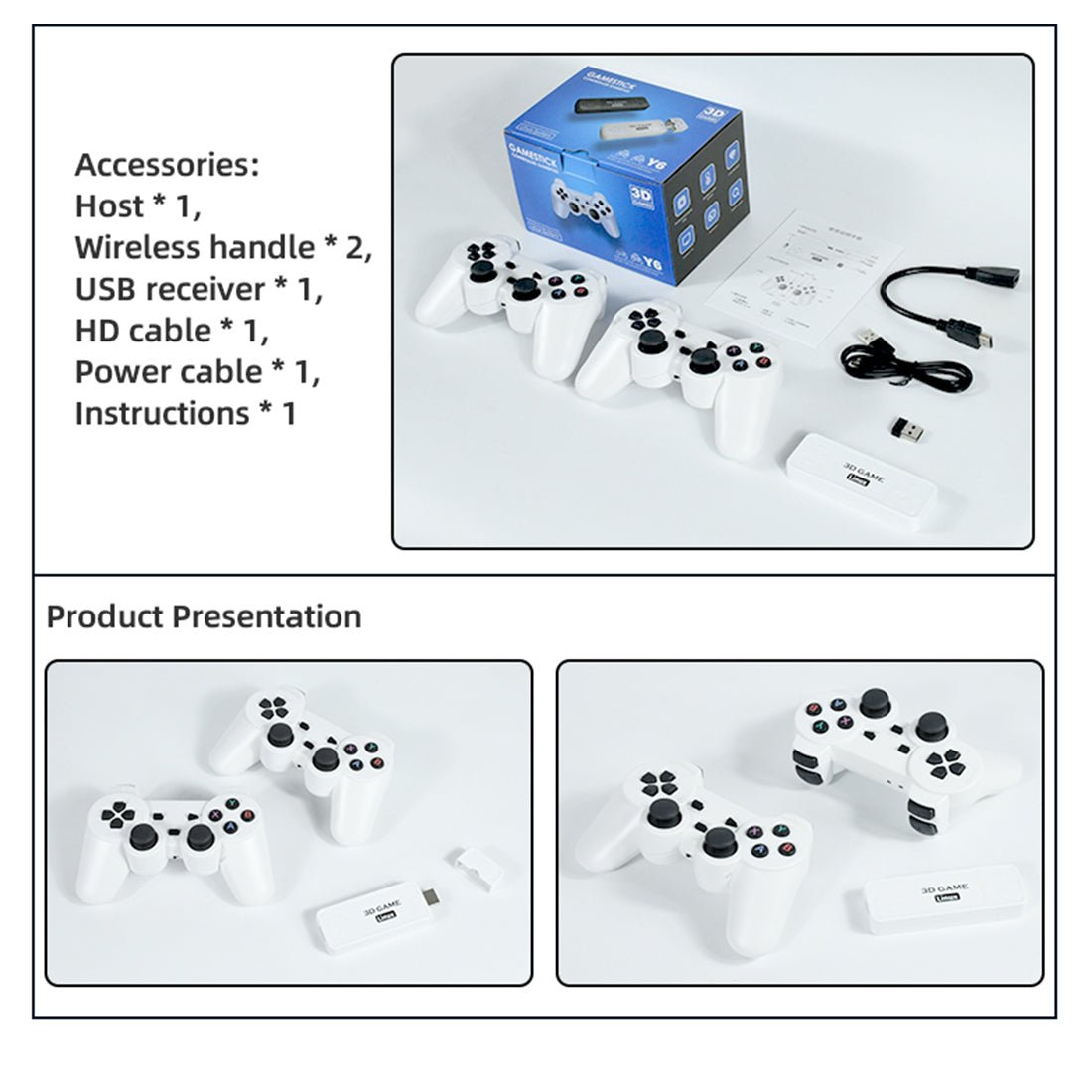 New Y6 Game Stick HD 4K Double Arcade