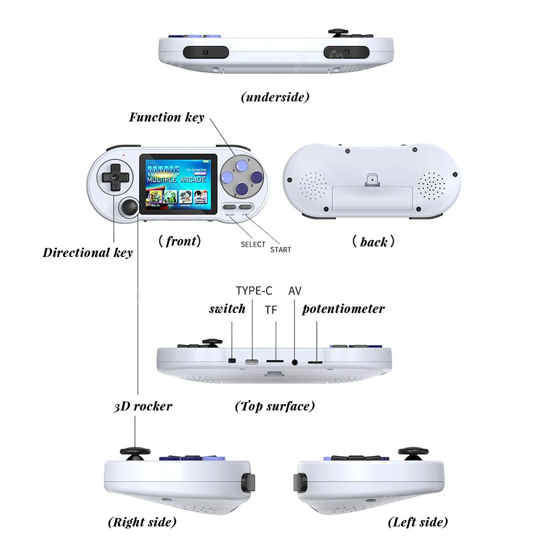 Data Frog SF2000 3-inch Handheld HD Arcade Game Console