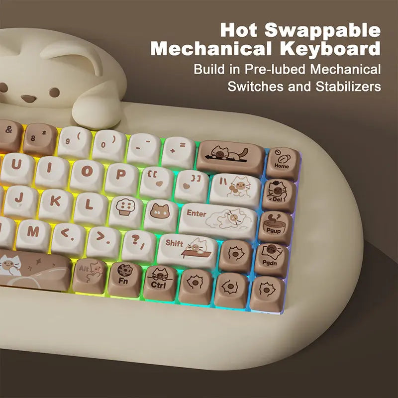 ACGAM C68 Kawaii Cat Hi-Fi Mechanical Keyboard -  keycapcovers