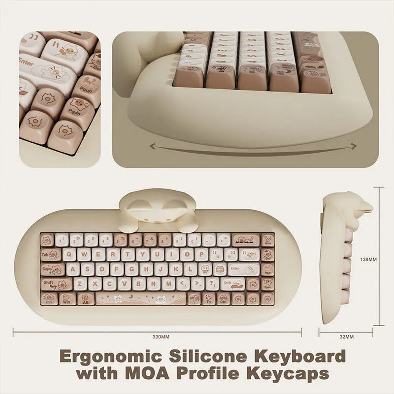 ACGAM C68 Kawaii Cat Hi-Fi Mechanical Keyboard -  keycapcovers