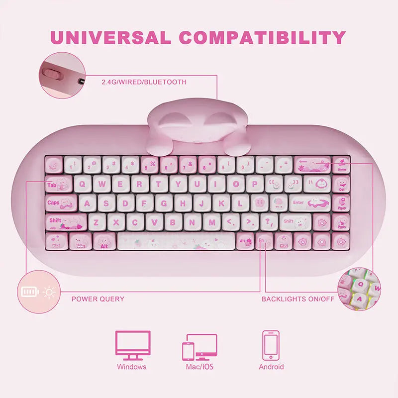 ACGAM C68 Kawaii Cat Hi-Fi Mechanical Keyboard -  keycapcovers