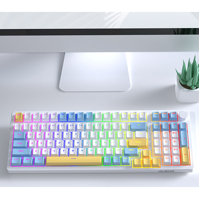 Ajazz AK992 Summer Blue Wireless Mechanical Keyboard -  keycapcovers