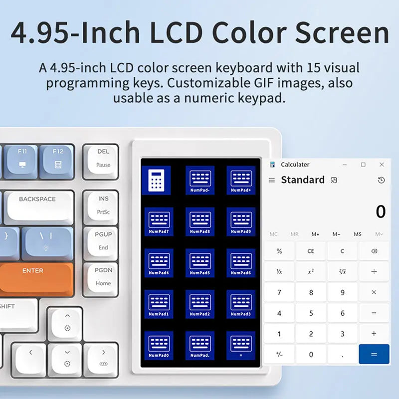 Ajazz AKP815 Function Screen Low Profile Wired Mechanical Keyboard -  keycapcovers