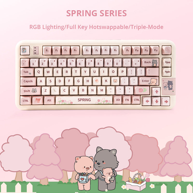 CoolKiller Spring Cute Wireless Mechanical Keyboard -  keycapcovers