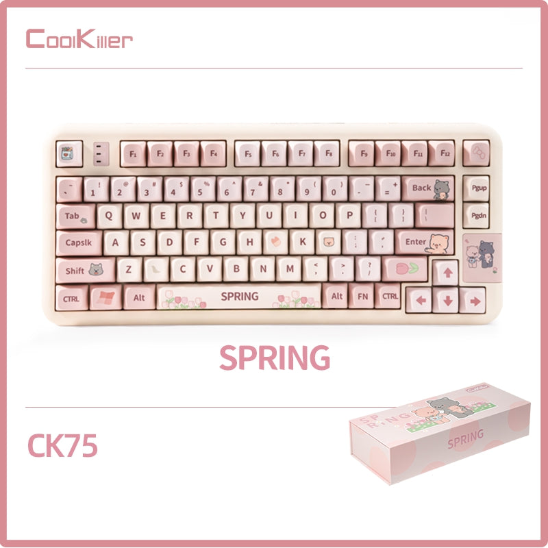 CoolKiller Spring Cute Wireless Mechanical Keyboard -  keycapcovers