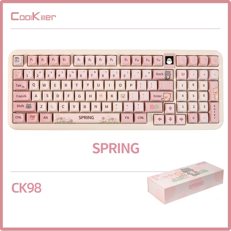 CoolKiller Spring Cute Wireless Mechanical Keyboard -  keycapcovers