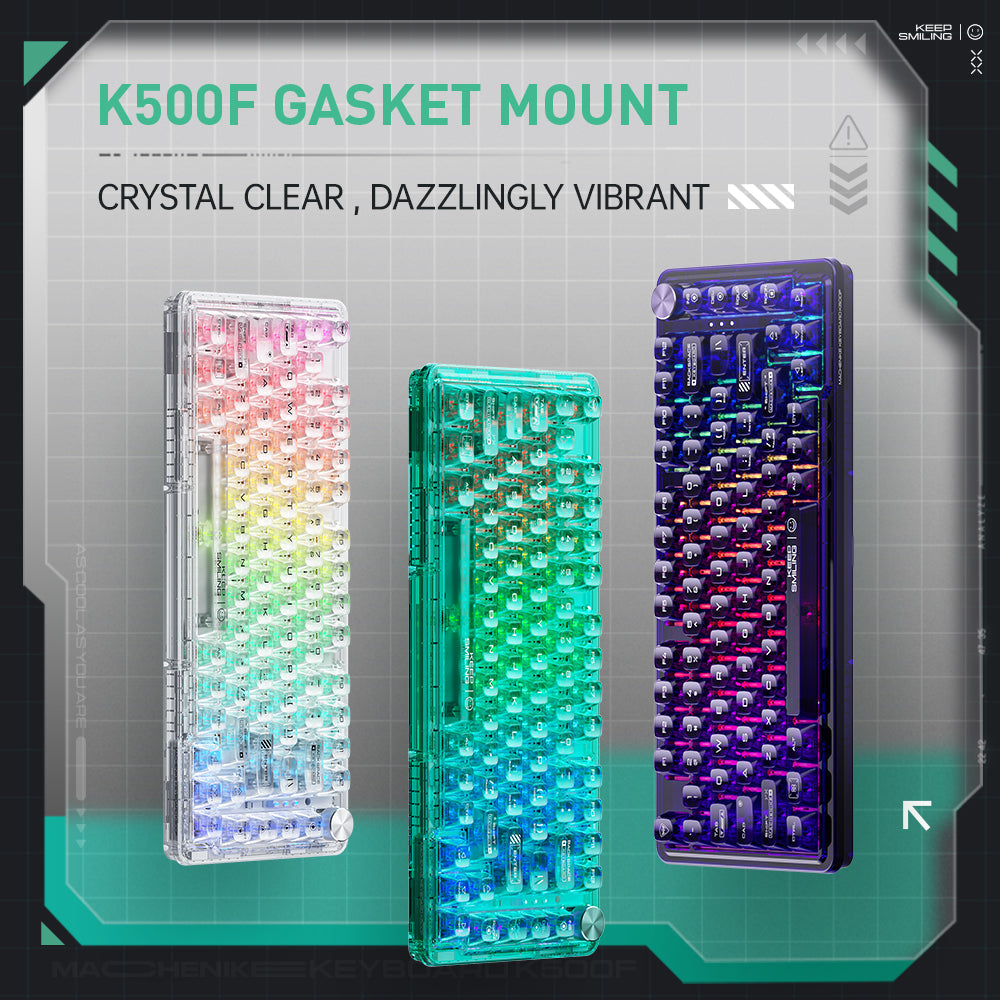 WhatGeek x Machenike K500F-B81 RGB Clear Mechanical Keyboard -  keycapcovers