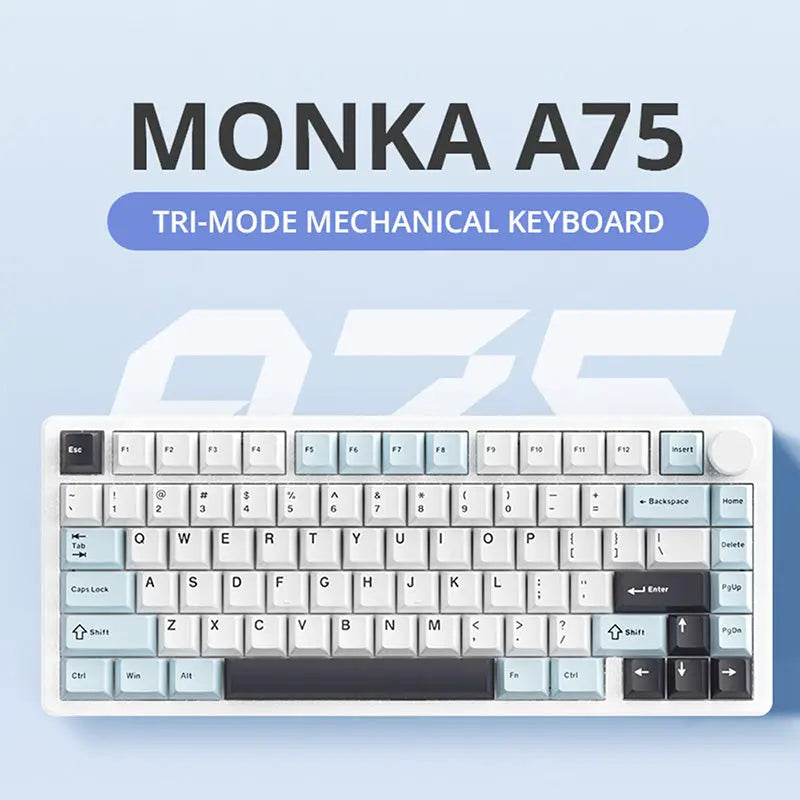 MONKA A75 Aluminum Tri-Mode Wireless Mechanical Keyboard -  keycapcovers
