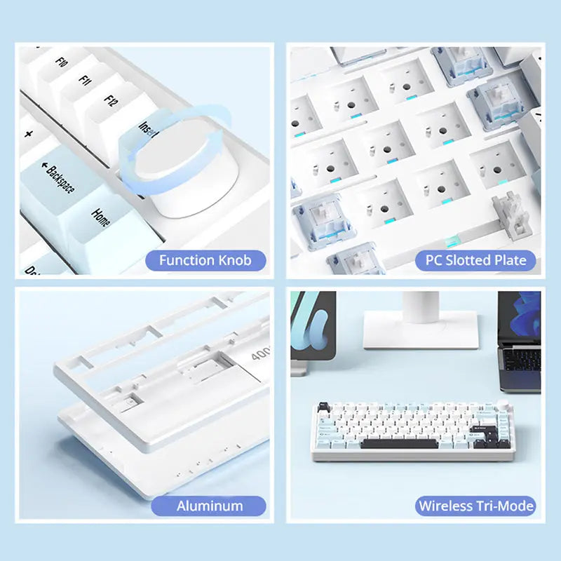 MONKA A75 Aluminum Tri-Mode Wireless Mechanical Keyboard -  keycapcovers
