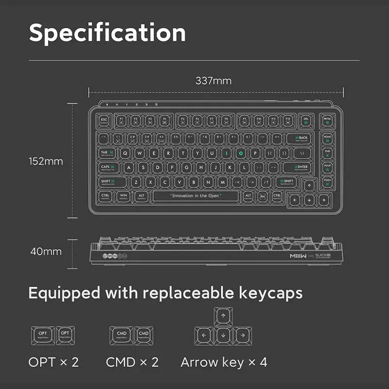 Xiaomi x MIIIW BlackIO 83 QMK VIA Wireless Mechanical Keyboard -  keycapcovers