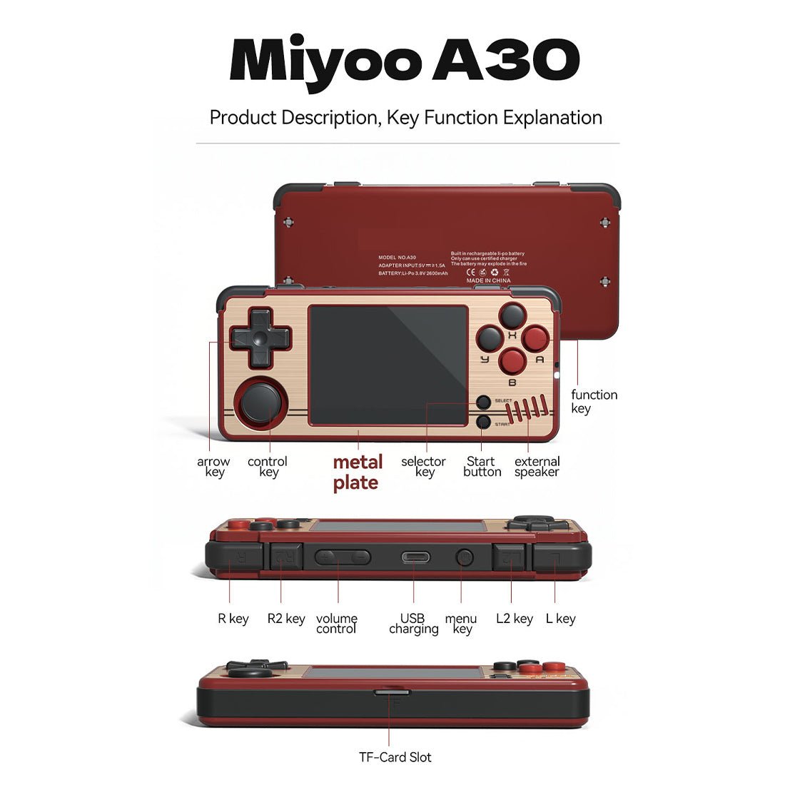 Miyoo A30 Spruce OS Retro Game Console